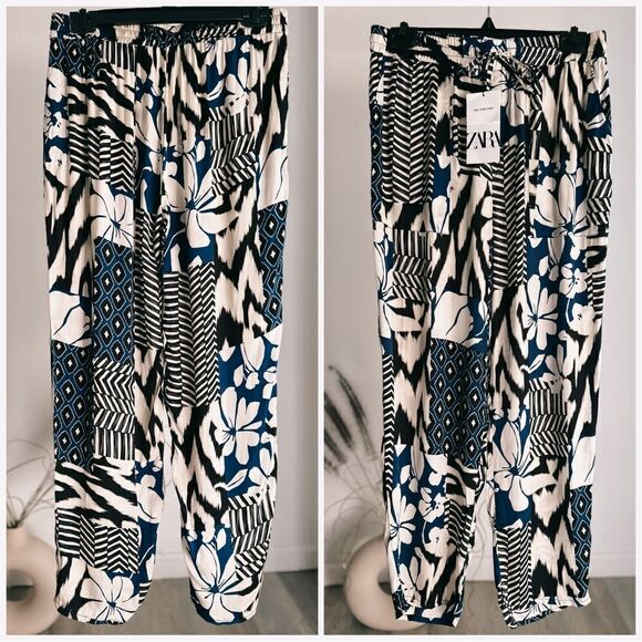 Zara Printed Flowy Pants New - Picture 3 of 4